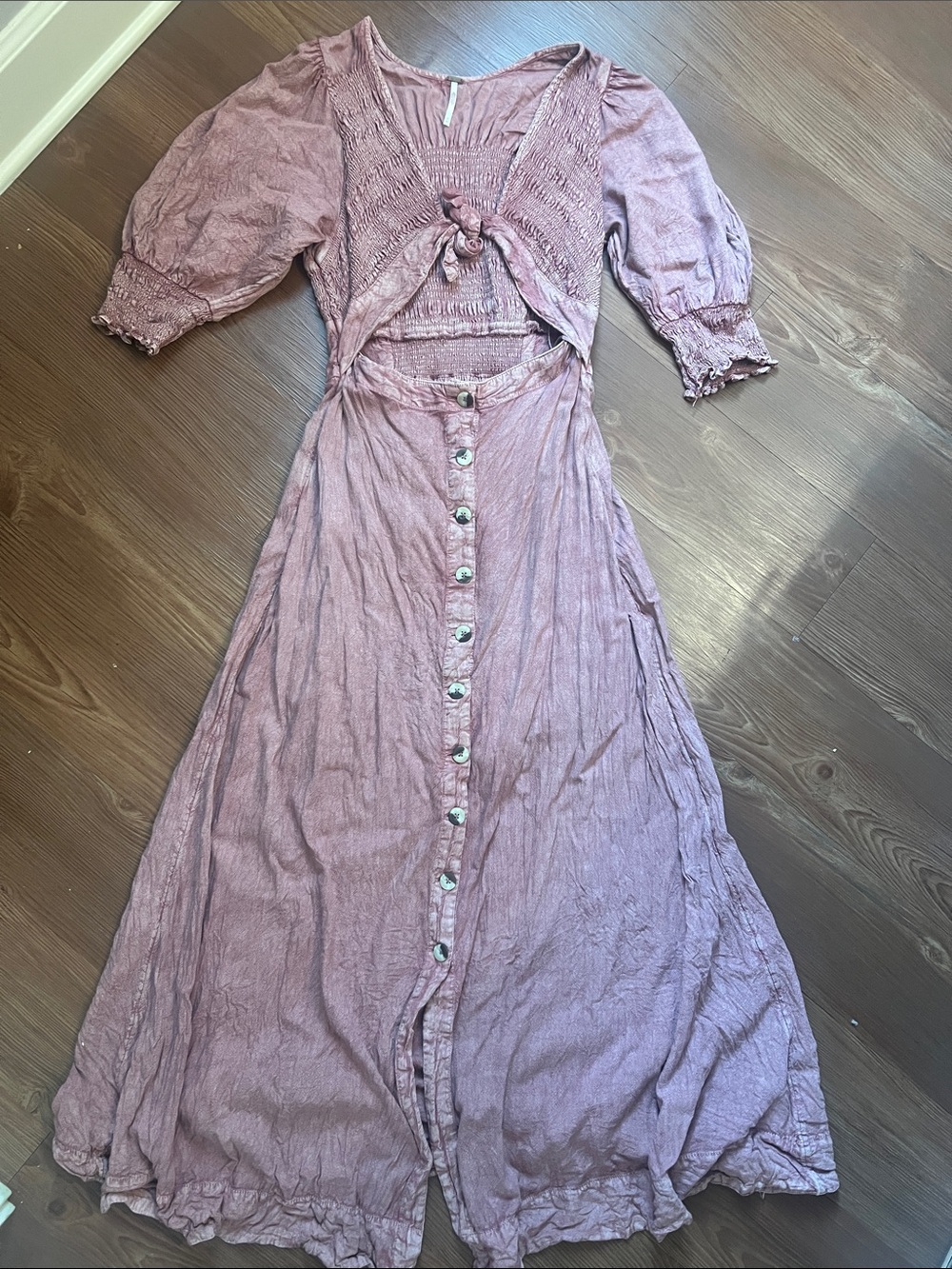 Free People String Of Hearts Button-Front Maxi Dress - Picture 2 of 7